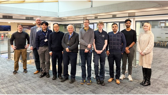 Members of the ISPARK project team from the University of Leicester and TWI meet at Space Park Leicester